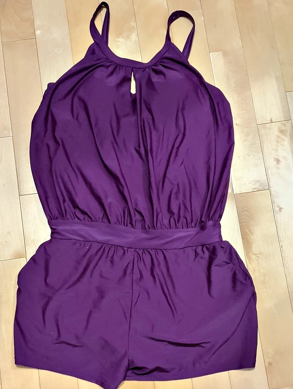 Bloomchic Keyhole Blouson Swimsuit Romper Purple
